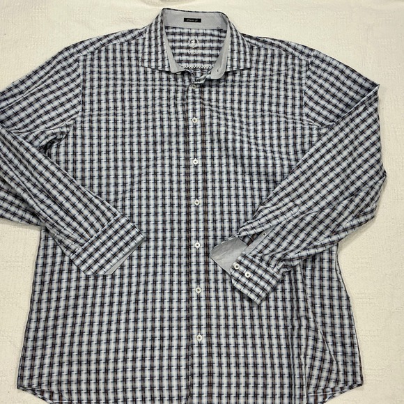 BUGATCHI UOMO Other - BUGATCHI UOMO Men's Classic Fit Plaid Dress Shirt Long‎ Sleeve Button Down Sz XL